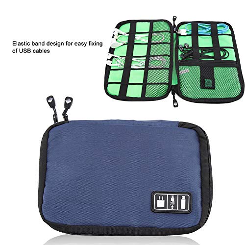 Estuche de transporte - Accesorios electrónicos Estuche de transporte para cable USB Bolsa de almacenamiento de tarjetas de unidad Viaje(Azul marino)