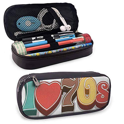 Estuche para lápices de maquillaje de fiesta de los años 70, bonito y elegante, tema de los años setenta, color pastel, ensueño, radial, imagen vintage para suministros de cosméticos de oficina