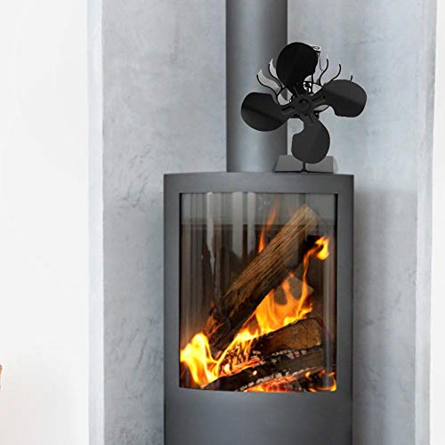 Estufa De 4 Palas Más Nueva Ventilador De Estufa De Chorro Caliente Diseño De Motor De Protección Deflectora Circular Engrosada para Estufa De Leña Horno De Chimenea