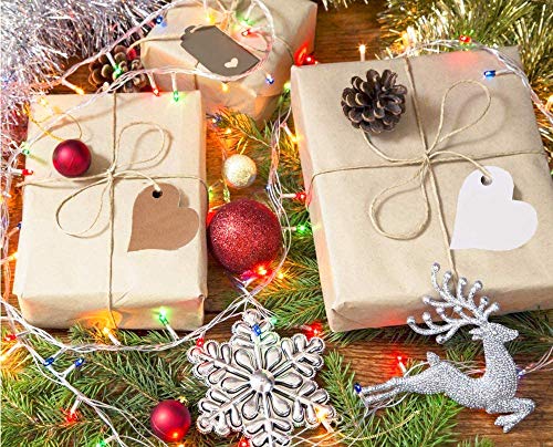 Etiquetas Kraft Corazon, 200 Piezas Papel Kraft Etiquetas para Etiquetas de Favor de Bodas, cumpleaños y Navidad,Etiquetas de Precio,cuerda de cáñamo de 20m