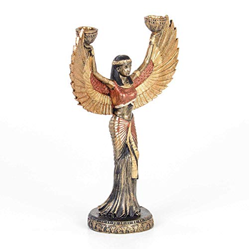 Euro Flora Bronce Doble Vela ISIS 24x10x31 Cm