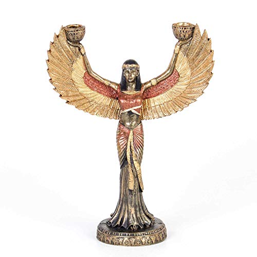 Euro Flora Bronce Doble Vela ISIS 24x10x31 Cm