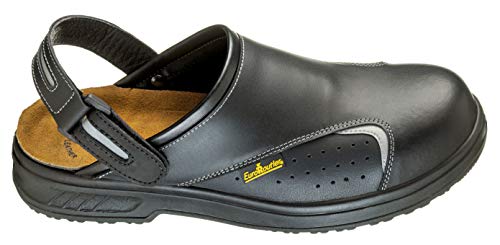 Euroroutier Basic Black, Zuecos Zapatos de Seguridad de Cuero Certificado CE EN ISO SB+A+E+FO+Sra (42)