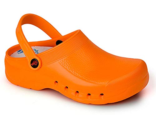 EVA Color Naranja Talla 38, Zueco de Trabajo para sanidad y hostelería Unisex Certificado CE EN ISO 20347 Marca DIAN