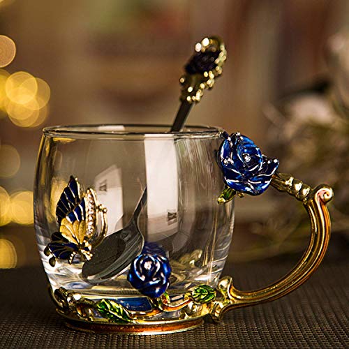 evecase - Tazas de café de cristal transparente sin plomo con cuchara de acero, regalo personalizado para mujeres, esposa, mamá, niña, profesor, amigos, cumpleaños, madres, día de San Valentín (rosa)