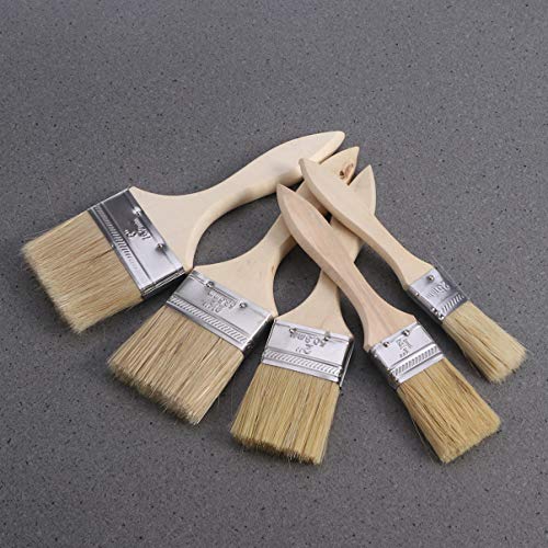 Exceart Cepillos de Pintura con Mango de Madera 5Pcs Cepillos de Chip de Pintura Profesional Cerdas Naturales para Muebles de Pared Pintura Barbacoa