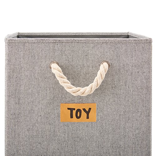 EZOWare 4 pcs Cajas de Almacenaje, Cubo Decorativa de Tela Plegable Resistente con Manijas para Ropa, Juguetes, Armario, Dormitorio, Estanterías y Mas - Color Gris (30.5x30.5x30.5 cm)