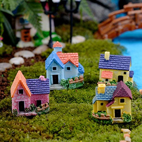 F-blue Lindo Miniatura Mini Resina Artificial de la Venta Hada del jardín Micro Casa en Miniatura Hada del Paisaje decoración del hogar Villa Color al Azar