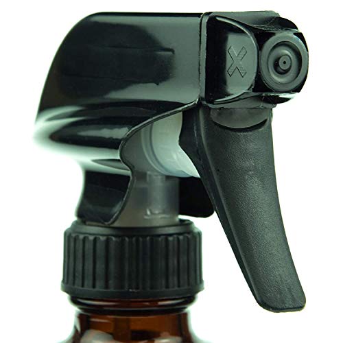 Facibom Botellas de vidrio ámbar vacías con etiquetas (paquete de 2) – Envase recargable para aceites esenciales, productos de limpieza o aromaterapia
