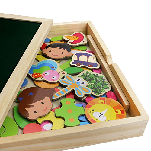 Fajiabao Rompecabezas Caja de Madera Magnética de Tablero Educativo Pizarra Juguete Puzzles para Niños de 3 Años + (Tipo 1)