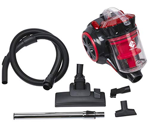 Family Care Aspirador ciclónico sin bolsa, depósito 3L, 700W, filtro HEPA hipoalergénico, Eficiencia energética A+++, color rojo-negro