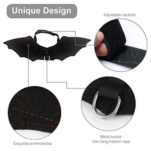 Fansport 5 Pcs Halloween Ropa para Mascotas,Alas De Murciélago para Mascotas para Perros y Gato con 4 Collares Bowtie para Halloween Pets Party Ropa De Cosplay