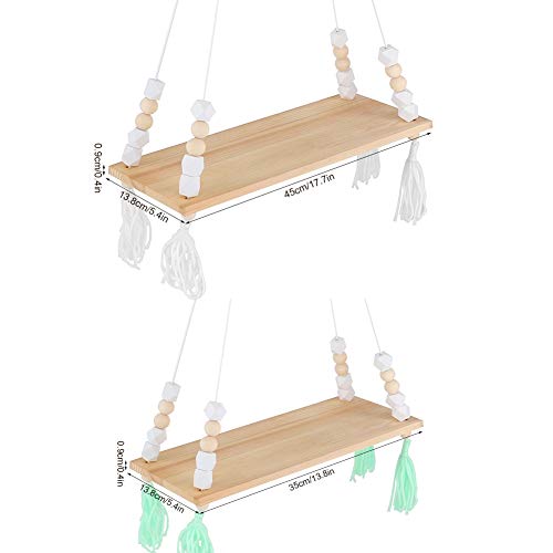 Fdit Estante de Pared, Estante de Pared de Madera Vintage montado, Estante Colgante para Plantas, Soporte de exhibición, Organizador de Estante para decoración del hogar(2#S Size Green 35x13.8x0.9cm)