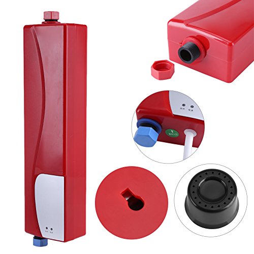 Fdit Socialme-EU Mini Calentador de Agua Instantáneo Eléctrico sin Tanque con Válvula de Alivio de Presión 220V 3000W para Cocina Baño(Blanco)