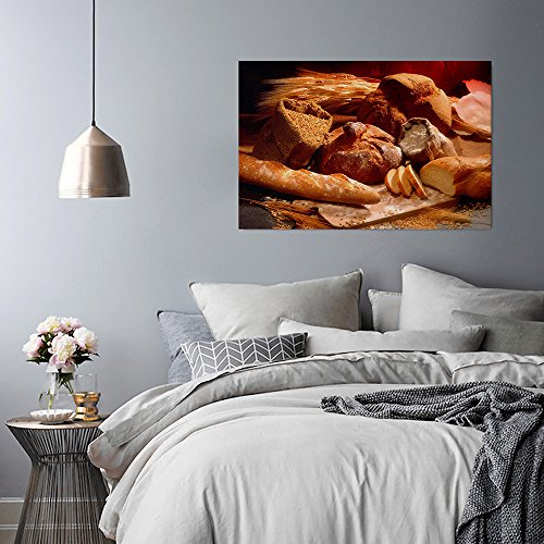 Feeby. Cuadro en Lienzo - 1 Parte - 40x60 cm, Imagen impresión Pintura decoración Cuadros de una Pieza, Pan, Productos DE PANADERÍA, Cocina, MARRÓN