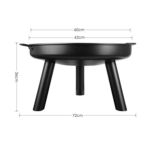 Femor Brasero Exterior, 72 * 36cm, sero de Jartín Ø 60 cm con Asas Multifuncional Chimenea, Barbacoa para Calefacción Terrazas Playa, BBQ, Picnic, Acampadas y Camping