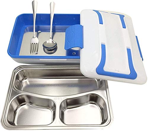 Fiambrera eléctrica portátil, térmica, extraíble, de acero 304, para calentar la comida