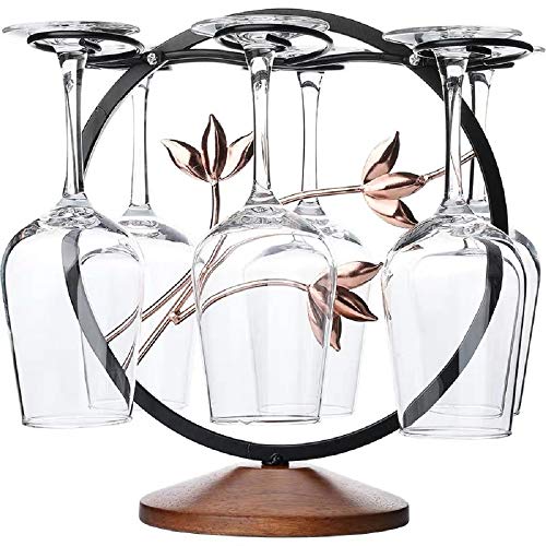 Fiamer Soporte para copas de vino, sistema de secado de aire, barra de cocina, estante de almacenamiento para escritorio, soporte de metal para exhibir copas