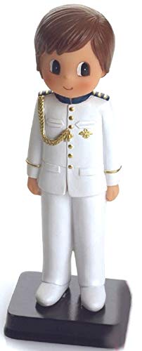 Figura NIÑO para Pastel (Tarta) DE COMUNIÓN Medida 15 CM CAPITÁN Marina Blanco