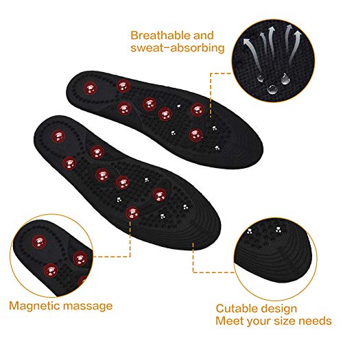 Filfeel Plantillas de masaje magnético, acupresión de terapia magnética, almohadillas para pies transpirables y saludables, alivio del dolor, mejorar la circulación sanguínea de hombre mujer