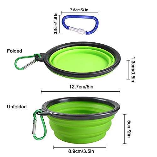 FineGood Botella de Agua portátil para Perro con Cuencos Plegables, 500 ml, Apto para Uso alimentario, a Prueba de Fugas, dispensador de Agua para Perro, para Caminar, Viajar, Senderismo