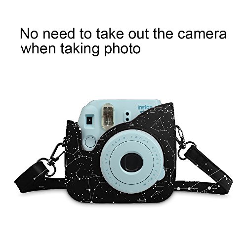 Fintie Funda para Fujifilm Instax Mini 9 / Mini 8+ / Mini 8 - Bolsa Protectora para Cámara Instantánea Cuero Sintético de Primera Calidad con Correa Desmontable, Constelación