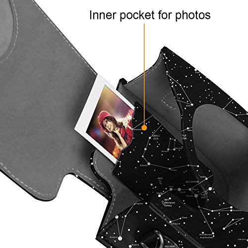 Fintie Funda para Fujifilm Instax Mini 9 / Mini 8+ / Mini 8 - Bolsa Protectora para Cámara Instantánea Cuero Sintético de Primera Calidad con Correa Desmontable, Constelación