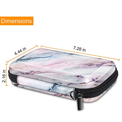 Fintie Funda Portátil para Nintendo 2DS XL / 3DS XL / 3DS / 3DS LL - Estuche para Viaje Bolsa de Transporte para la Consola con Ranuras para Tarjeta de Juego y Bolsillo Interno, Mármol Rosa