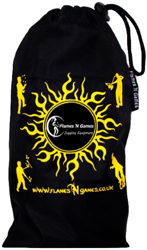 Flames 'N Games Juego de 5 Bolas de Malabares de Cuero de 4 Colores + Bolsa - ¡Pelotas de Malabares Profesionales para Todas Las Habilidades! (Rojo / Verde / Negro / Amarillo)