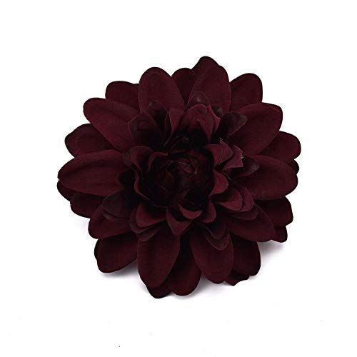 Flores artificiales de seda de Dalia blanca, rosas rojas para decoración de bodas, caja de regalo, álbumes de recortes, manualidades y flores falsas, granate, Size