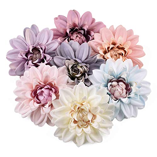 Flores artificiales de seda de Dalia blanca, rosas rojas para decoración de bodas, caja de regalo, álbumes de recortes, manualidades y flores falsas, granate, Size