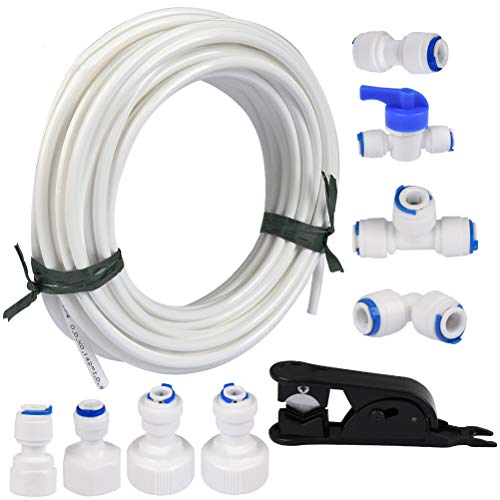 FOCCTS - Tubo de suministro de agua y conectores para nevera de 15 metros para refrigerador doble de estilo europeo (tubo de 1/4 de pulgada)