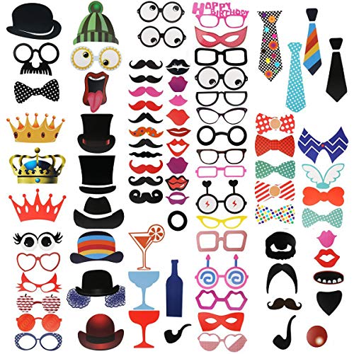 Fodlon 89 Piezas Photo Booth Photobooth Accesorios Photocall Atrezzo Favorecer Foto prop para Fotos de Bodas Navidades Cumpleaños Fiestas Self-Photographed