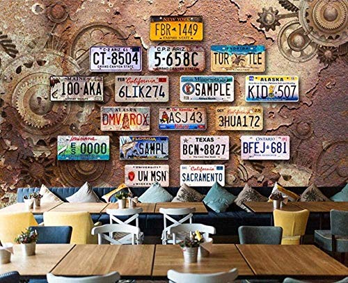 Fondo de pantalla Maquinaria Retro Matrícula Bar Restaurante Fondo Decoración de la pared Mural-300cmx210cm
