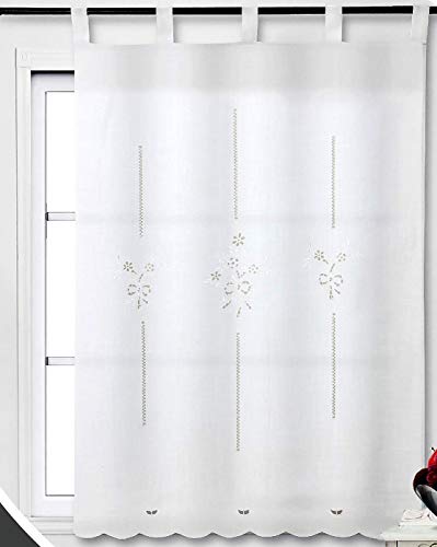 Foren Tex - Cortina, Visillo de Cocina, (S-1020), 100 x 150 cm, Bordada. 1-4 Cortinas Paga Solo un envío