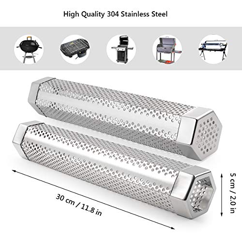 FORMIZON Generador de Humo Frío, Tubo Ahumador de 31cm Tubo de Acero Inoxidable 304 para Alimentos a la Parrilla para Fumar en Frío/Caliente Generador de Humo de Barbacoa Portátil