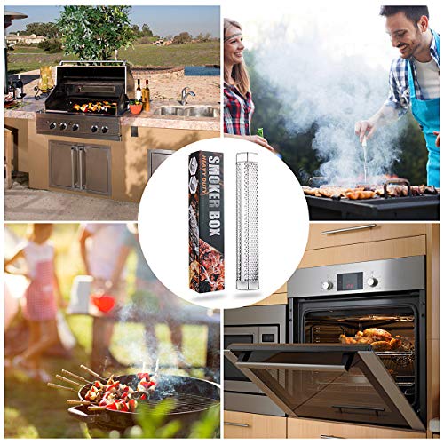 FORMIZON Generador de Humo Frío, Tubo Ahumador de 31cm Tubo de Acero Inoxidable 304 para Alimentos a la Parrilla para Fumar en Frío/Caliente Generador de Humo de Barbacoa Portátil