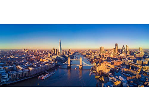 Fotomural Vinilo para Pared Panorámica de Londres y Río Tamésis | Fotomural para Paredes | Mural | Vinilo Decorativo | Varias Medidas 150 x 100 cm | Decoración comedores, Salones, Habitaciones.