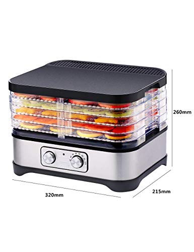 FOUWE Deshidratador Eléctrico De Alimentos, Secador De Frutas Y Carne, Control De Maquinaria, Panel De Acero Inoxidable, Bajo Nivel De Ruido, Para Frutas, Carne, Pescado, Verduras, Carne Seca