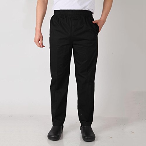 Freahap Trabaja Pantalones Pantalones de Chef Pantalones para camanero Negro Elástico M