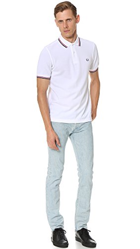 Fred Perry M3600, Polo Para Hombre, Blanco/Rojo Brillante/Azul Marino, XX-Large
