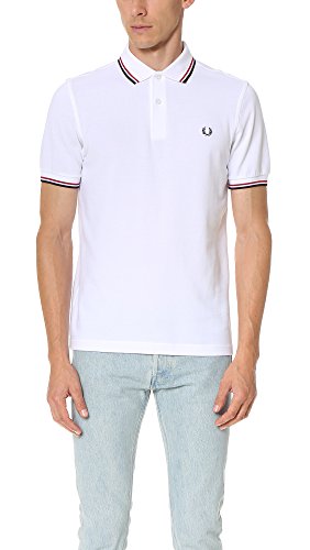 Fred Perry M3600, Polo Para Hombre, Blanco/Rojo Brillante/Azul Marino, XX-Large