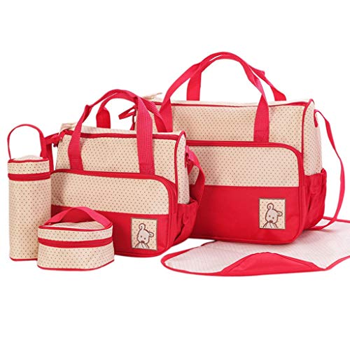 FREESOO Set 5 kits Bolsa de Mama para Bebe Biberon Cambiador de Pañales Bolsa Hospital Maternidad Bolso de Pañales Bebé para Viaje Carro Carrito Biberón Colchoneta Comida Multifunción Gran Capacidad