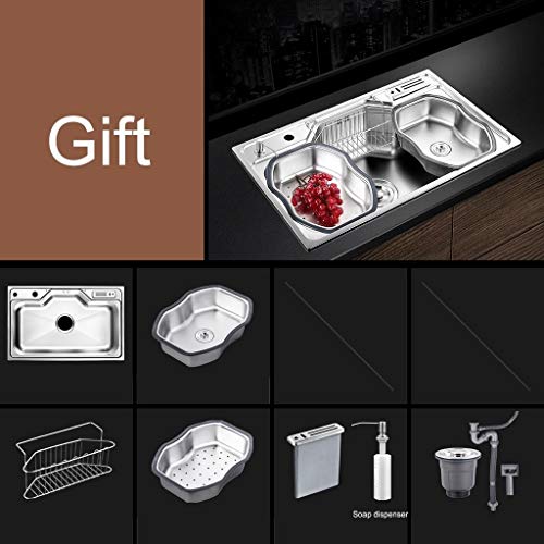 Fregaderos De Acero Inoxidable Cocina para Lavar Verduras Cocina Lavaplatos Piscina Restaurante Lavabo (Color : Silver, Size : 80x50x22cm)