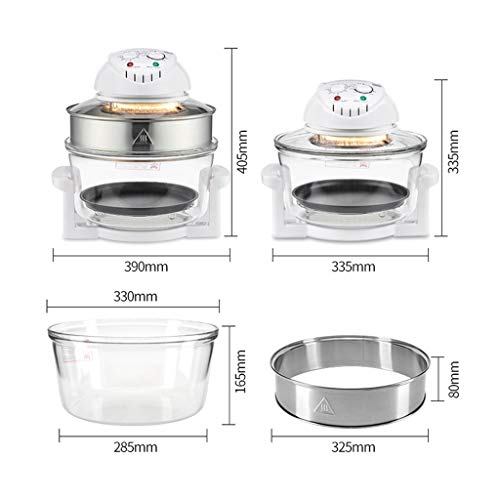 Freidora de aire Vidrio de borosilicato alto, multifunción sin aceite Freidora de aire de 17 litros de gran capacidad con parrilla de barbacoa, horno de halógeno por convección por infrarrojos, encime