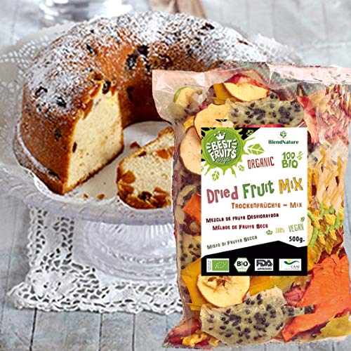 Fruta Deshidratada Sin Azucar Añadido Ecologica - MIX 10 Mango Naranja Platano Manzana Pera Kaki Melocoton Piña Melon Arandanos 500 gr- 100% BIO – Ideal para Pasteles Cocteles o Snack – Sin Gluten