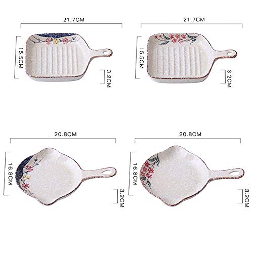 Fuente Horno Ceramica 2 Piezas de Estilo japonés Mango Placa de cerámica Placa Creativo Hornear arroz cocido al Horno hogar del Pan Desayuno pastas Placa para lasañas, Pasteles, Tapas y más