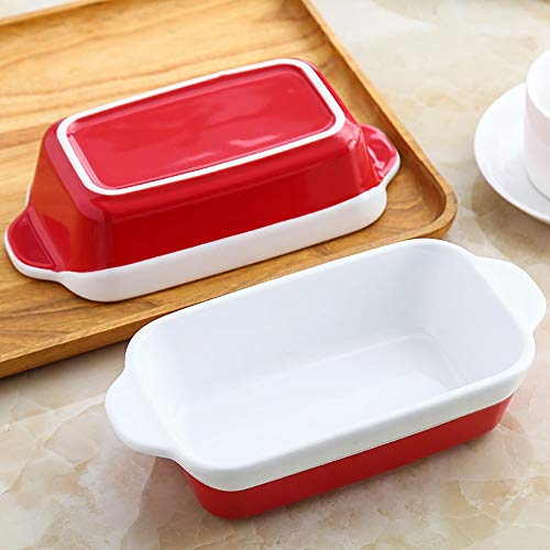 Fuente Horno Ceramica 8,5 pulgadas rectangular de cerámica Binaural Bandeja de horno cocido al horno hogar queso arroz cocido al horno bandeja de la torta para lasañas, pasteles, tapas y más