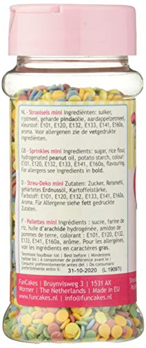 FunCakes Sprinkles Decoraciones de Mini Confetti de 5 Colores Mezclados para Decorar Tartas, Cupcakes, Galletas, Helados y otros Dulces, 60g, G42400