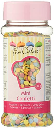 FunCakes Sprinkles Decoraciones de Mini Confetti de 5 Colores Mezclados para Decorar Tartas, Cupcakes, Galletas, Helados y otros Dulces, 60g, G42400